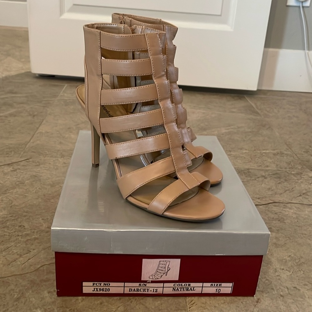 Tan strappy heel